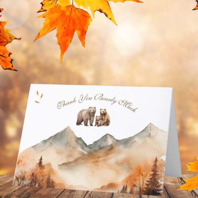 Sweet Neutral Bear Thank You Beary Much Shower Card (Creator Uploaded)