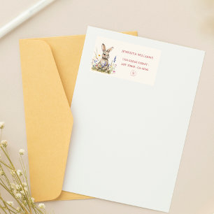Sweet Neutral Bunny Floral Baby Shower Address Label