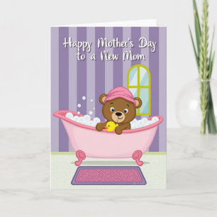 Sweet New Mom Bear Bath Card