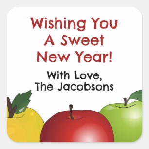 Sweet New Year Apple Square Holiday Stickers
