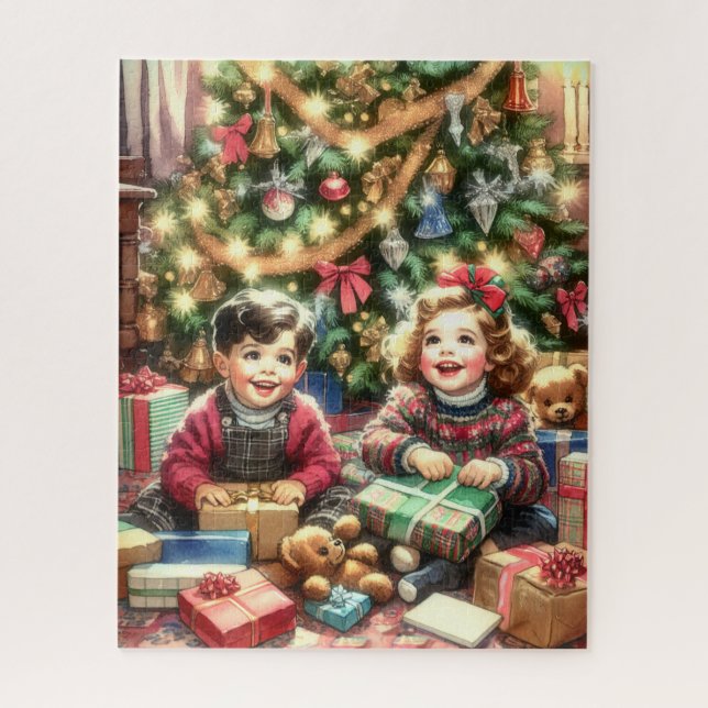 Sweet Nostalgic Children on Christmas to and from Jigsaw Puzzle (Vertical)