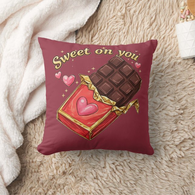 Sweet on You Chocolate Valentine design Throw Pillow (Blanket)