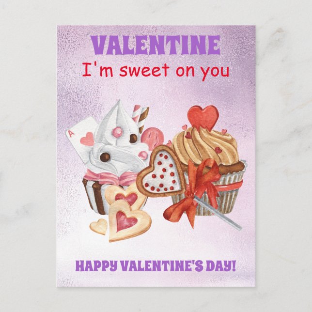 Sweet on you Cupcake valentine's day Postcard (Front)