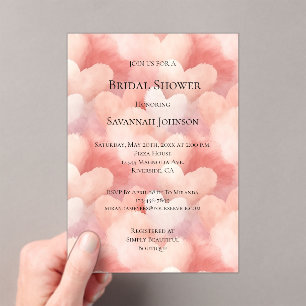 Sweet On You Pink Peach Hearts Bridal Shower Acrylic Invitations