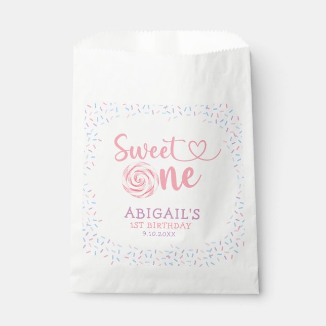 "SWEET ONE" 1ER ANNIVERSAIRE Favoriser les sacs (Devant)