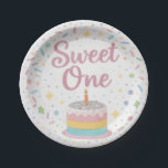 Sweet One 1st Birthday Paper Plate<br><div class="desc">Celebrate a special first birthday with this adorable “Sweet One” paper plate. Designed with soft pastel colors, playful confetti sprinkles, and a cute birthday cake illustration, this plate is perfect for creating a charming dessert or snack table for a baby’s first birthday party. The gentle pastel palette makes it ideal...</div>