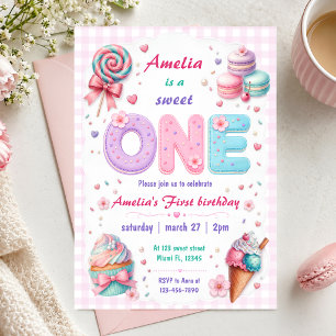 Sweet one 1st birthday Personalised Invitation