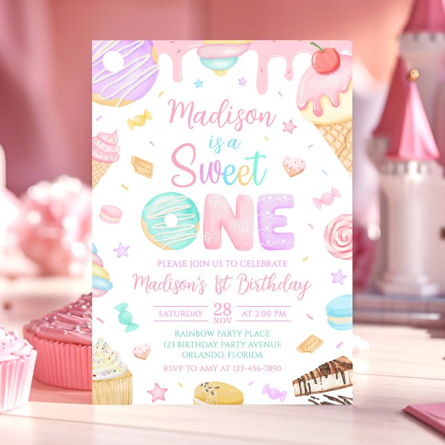 Sweet One 1st Doughnut Theme Birthday Invitation (Creator Uploaded)