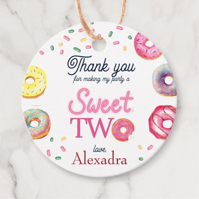  Sweet One 2nd Birthday Favour Tags (Front)