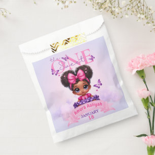 Sweet ONE Afro Puff Baby Girl Purple 1st Birthday Favour Bag
