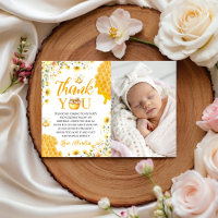 Sweet One Bee Photo Thank You Card