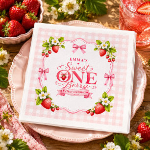 Sweet One Berry 1st Birthday Party Napkin