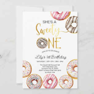 Sweet One Birthday Invitation, 1st Birthday Girl Invitation