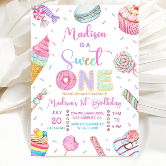 Sweet One Birthday Invitation, First Candy Sweet  Invitation (Creator Uploaded)