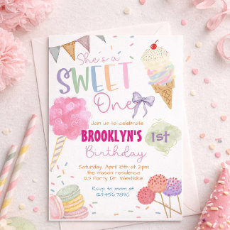 Sweet One Birthday Invitation | Ice Cream | ONE