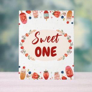 Sweet One Birthday Strawberry Doughnut Ice Cream 1 Acrylic Sign