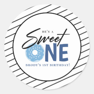 Sweet One Blue Doughnut 1st Birthday Classic Round Sticker