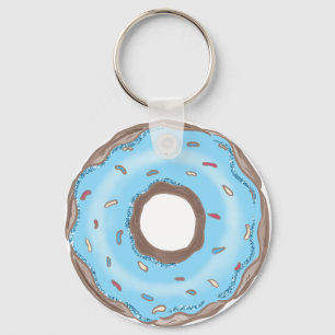 Sweet One Boy Blue Doughnut Birthday Favours Butto Keychain
