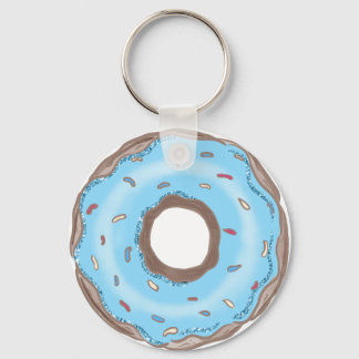 Sweet One Boy Blue Doughnut Birthday Favours Butto Keychain