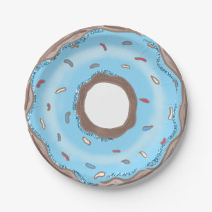 Sweet One Boy Blue Doughnut Birthday  Paper Plate