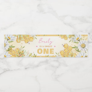 Sweet One Bumblebee 1st First Girl Birthday Party Water Bottle Label