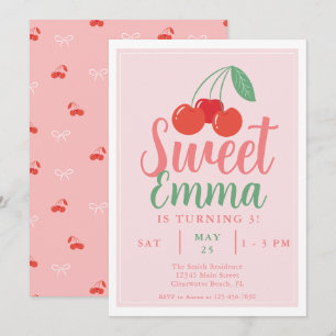 Sweet One Cherry 3e Invitation anniversaire