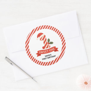 Sweet One Christmas First Birthday  Classic Round Sticker