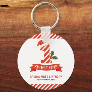 Sweet One Christmas First Birthday Keychain