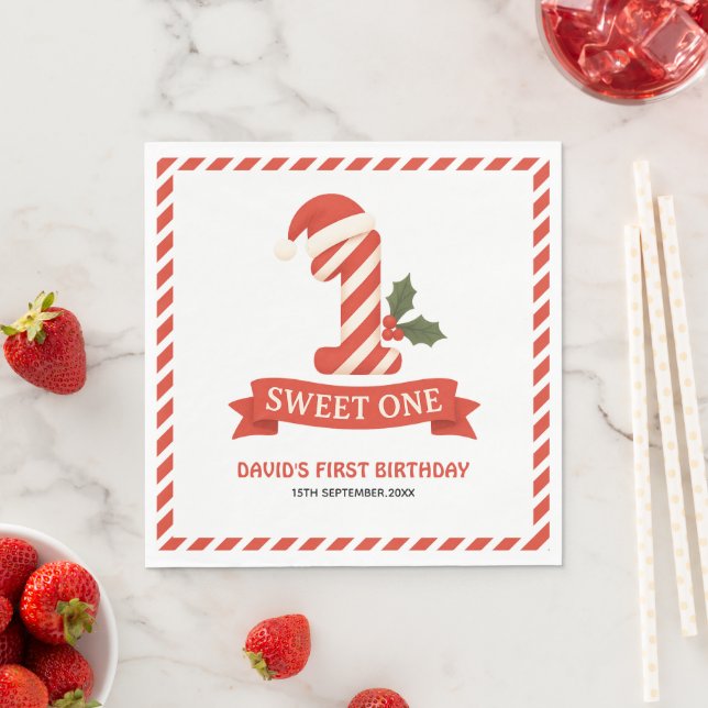 Sweet One Christmas First Birthday Napkin (Insitu)