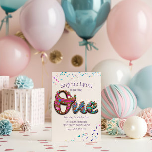 Sweet "One" Cookie Sprinkles Kids' 1st Birthday  Invitation