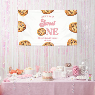Sweet One Cookies and Milk 1st Birthday Party Banner