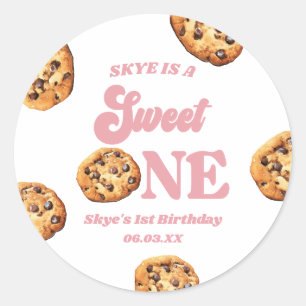 Sweet One Cookies and Milk 1st Birthday Party Classic Round Sticker