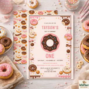 Sweet One Donut 1st Birthday Party   Cute Donut  Invitation