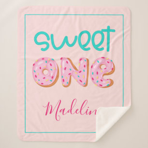 Sweet One Donut Sprinkles Design Personalized Baby Sherpa Blanket