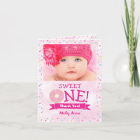Sweet ONE Doughnut 1st Birthday Girl Thank You Car
