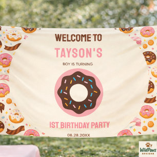 Sweet One Doughnut 1st Birthday Party   Cute Dough Banner
