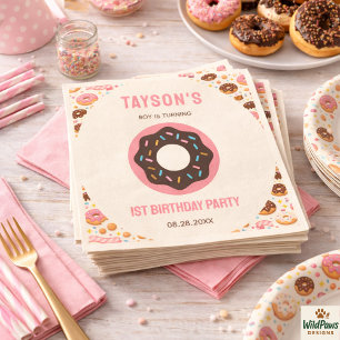 Sweet One Doughnut 1st Birthday Party   Cute Dough Napkin