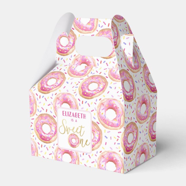 Sweet One Doughnut 1st Birthday Treat Favours Favor Box (Front Side)