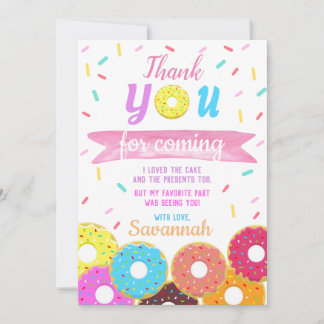 Sweet One Doughnut Birthday Thank You Card