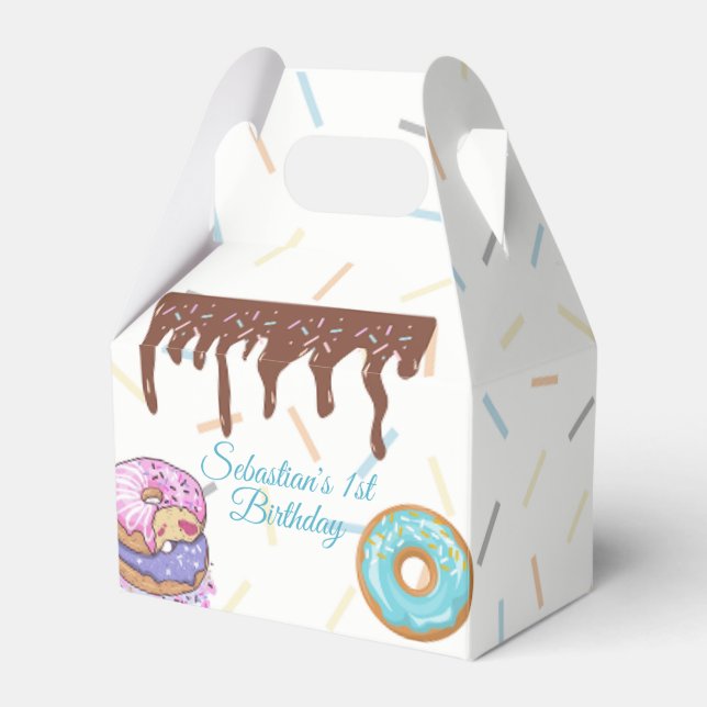 Sweet One Doughnut First Birthday Favor Box (Front Side)