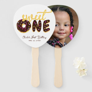 Sweet One Doughnut First Birthday Photo Chocolate Hand Fan