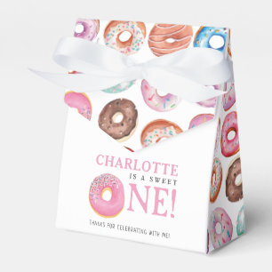 Sweet One Doughnut Pink 1st First Birthday Party Favor Box
