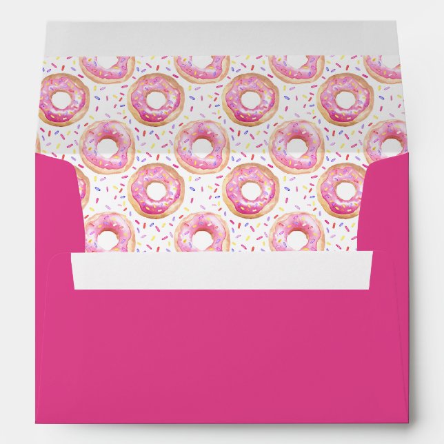 Sweet One Doughnut Pink Sprinkle Party Mailer Envelope (Back (Bottom))