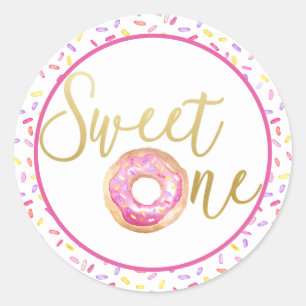 Sweet One Doughnut Sprinkle Party Favour Label