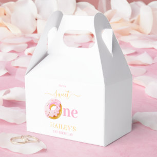 Sweet One Doughnuts Birthday Invitation, Girls 1st Favor Box