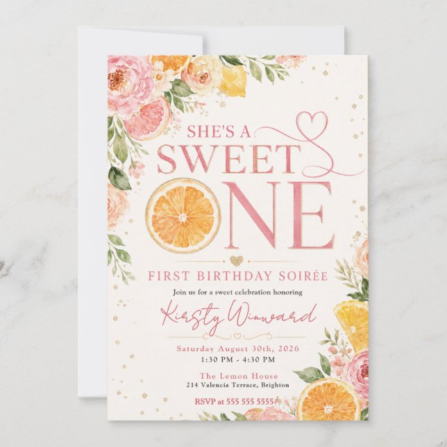 Sweet One First Birthday Brunch Invitation (Front)