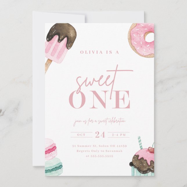 Sweet One First Birthday Invitation (Front)