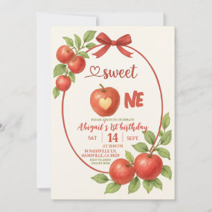 Sweet One First Birthday Invitation Apple Theme Gi
