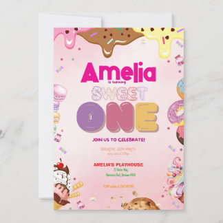 Sweet One First Birthday Invitation | Candy-Themed