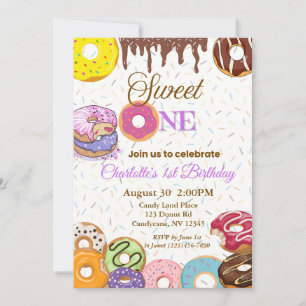 Sweet One First Birthday Invitation- Girl Invitation